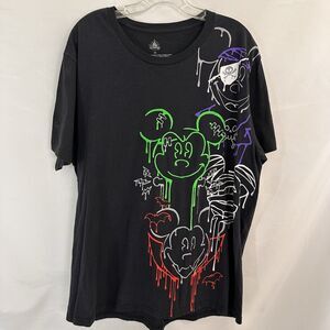 Disney Parks MICKEY MOUSE Halloween Shirt 2XL Pirates Mummy Glow in the Dark